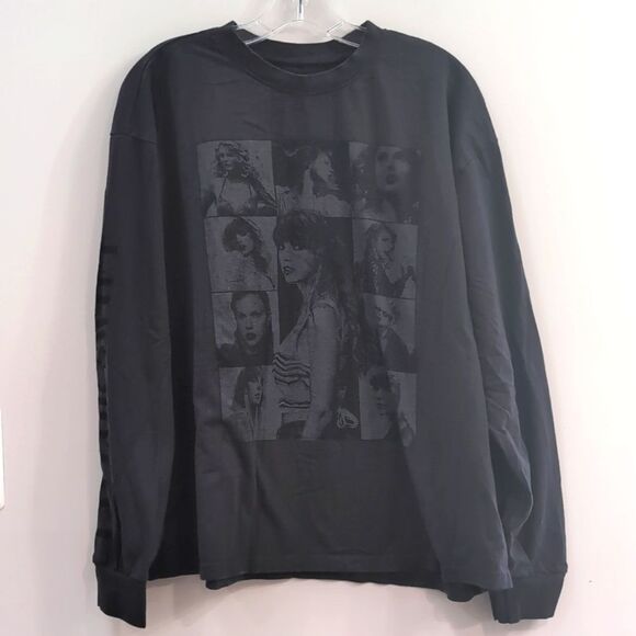 Taylor Swift  The Eras Tour Unisex Long Sleeve Grey Black T-Shirt Sz L - Picture 2 of 6